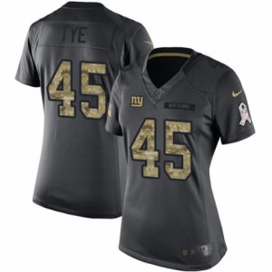 Women\'s Nike New York Giants #45 Will Tye Limited Black 2016 Salute to Service NFL Jersey