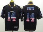 Nike San Diego Chargers #14 Dan Fouts Black Jerseys(USA Flag Fashion Elite)