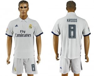 Real Madrid #8 Kroos White Home Soccer Club Jersey