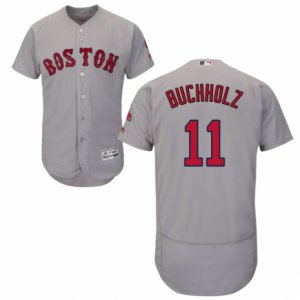 Men\'s Majestic Boston Red Sox #11 Clay Buchholz Grey Flexbase Authentic Collection MLB Jersey