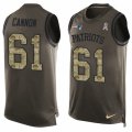 Mens Nike New England Patriots #61 Marcus Cannon Limited Green Salute to Service Tank Top NFL Jersey