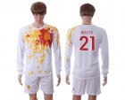 Spain #21 Nolito White Away Long Sleeves Soccer Country Jersey