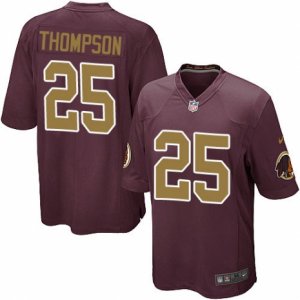 Mens Nike Washington Redskins #25 Chris Thompson Game Burgundy Red Gold Number Alternate 80TH Anniversary NFL Jersey