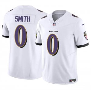 Men\'s Baltimore Ravens #0 Roquan Smith White 2023 F.U.S.E. Vapor Limited Football Stitched Jersey