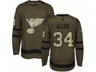 Youth Adidas St. Louis Blues #34 Jake Allen Green Salute to Service Stitched NHL Jersey