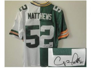 Nike jerseys green bay packers #52 matthews white-green[Elite split signature]