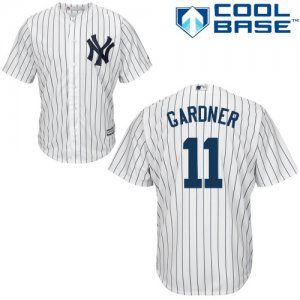 Men\'s Majestic New York Yankees #11 Brett Gardner Replica White Home MLB Jersey