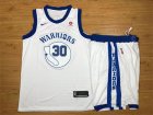 Warriors #30 Stephen Curry White Fashion Current Player Hardwood Classics Nike Authentic Jersey (With Shorts)