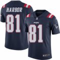 Mens Nike New England Patriots #81 Clay Harbor Limited Navy Blue Rush NFL Jersey