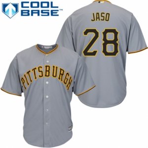 Men\'s Majestic Pittsburgh Pirates #28 John Jaso Authentic Grey Road Cool Base MLB Jersey