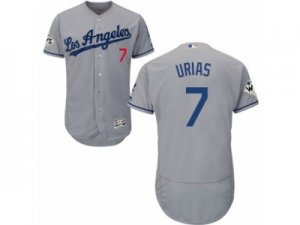 Los Angeles Dodgers #7 Julio Urias Authentic Grey Road 2017 World Series Bound Flex Base MLB Jersey