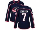 Women Adidas Columbus Blue Jackets #7 Jack Johnson Navy Blue Home Authentic Stitched NHL Jersey