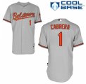 Men's Majestic Baltimore Orioles #1 Everth Cabrera Authentic Grey Road Cool Base MLB Jersey