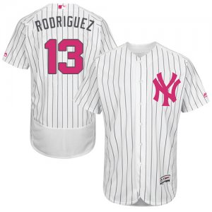 Men\'s Majestic New York Yankees #13 Alex Rodriguez Authentic White 2016 Mother\'s Day Fashion Flex Base MLB Jersey