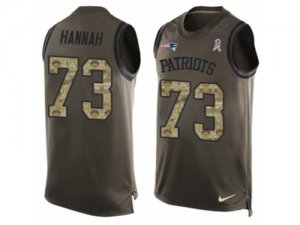 Mens Nike New England Patriots #73 John Hannah Limited Green Salute to Service Tank Top NFL Jersey