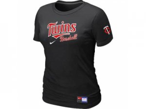 Women Minnesota Twins Nike Black Short Sleeve Practice T-Shirt