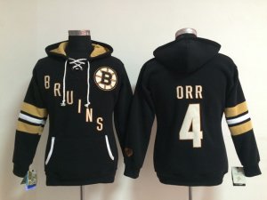 NHL Women Chicago Blackhawks #4 Bobby Orr black jerseys(Logo Pullover Hoodie)