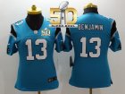 Women Nike Panthers #13 Kelvin Benjamin Blue Alternate Super Bowl 50 Stitched Jersey