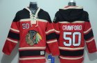 Chicago Blackhawks #50 Corey Crawford Red Sawyer Hooded Sweatshirt Stitched NHL Jersey