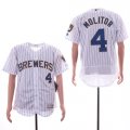 Brewers #4 Paul Molitor Royal White Flexbase Jersey