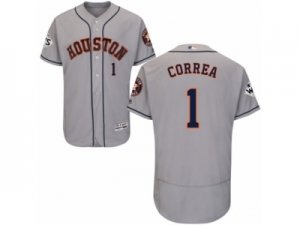 Houston Astros #1 Carlos Correa Authentic Grey Road 2017 World Series Bound Flex Base MLB Jersey