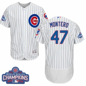 Mens Majestic Chicago Cubs #47 Miguel Montero White 2016 World Series Champions Flexbase Authentic Collection MLB Jersey