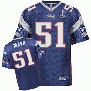 New England Patriots #51 Jerod Mayo 2012 Super Bowl XLVI blue