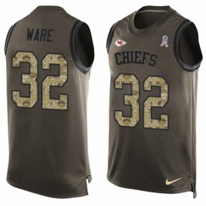 Mens Nike Kansas City Chiefs #32 Spencer Ware Limited Green Salute to Service Tank Top NFL Jersey