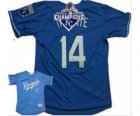 2015 World series champions Mlb Kansas City Royals #14 Omar Infante blue jerseys