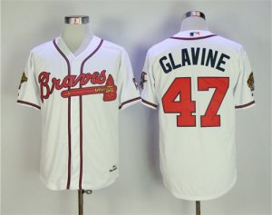 Braves #47 Tom Glavine White 1995 Throwback Jersey