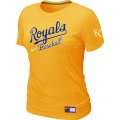 Women MLB Kansas City Royals Yellow Nike Short Sleeve Practice T-Shirt