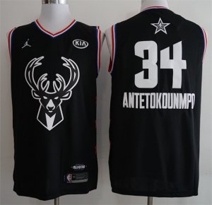 Bucks#34 Giannis Antetokounmpo Black 2019 NBA All-Star Game Jordan Brand Swingman Jersey