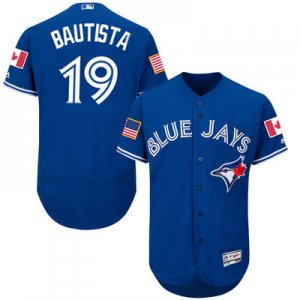 2016 Men Toronto Blue Jays #19 Jose Bautista Majestic Royal Fashion Stars & Stripes Flex Base Player Jersey