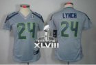 Nike Seattle Seahawks #24 Marshawn Lynch Grey Alternate Super Bowl XLVIII Women NFL Limited Jersey
