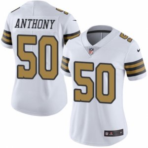 Women\'s Nike New Orleans Saints #50 Stephone Anthony Limited White Rush NFL Jersey