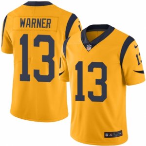 Mens Nike Los Angeles Rams #13 Kurt Warner Elite Gold Rush NFL Jersey