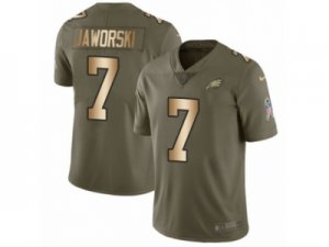 Men Nike Philadelphia Eagles #7 Ron Jaworski Limited Olive Gold 2017 Salute to Service NFL Jersey