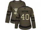 Women Adidas St. Louis Blues #40 Carter Hutton Green Salute to Service Stitched NHL Jersey