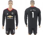 2017-18 Manchester United 1 DE GEA Black Long Sleeve Goalkeeper Soccer Jersey