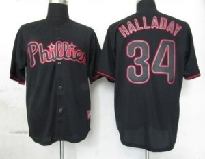 mlb philadephia phillies #34 halladay black fashion