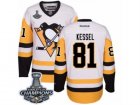 Mens Reebok Pittsburgh Penguins #81 Phil Kessel Authentic White Away 2017 Stanley Cup Champions NHL Jersey