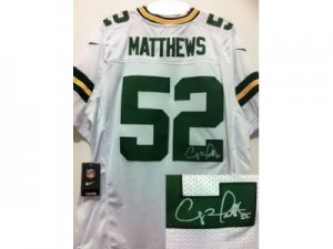 Nike Green Bay Packers #52 Clay Matthews white Jerseys(Signed Elite)