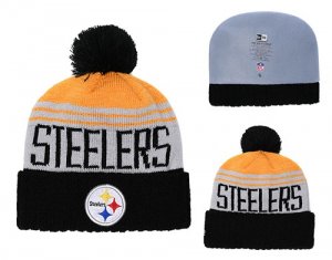 Steelers Gray Black Team Pride Cufffed Pom Knit Hat YD