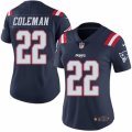 Womens Nike New England Patriots #22 Justin Coleman Limited Navy Blue Rush NFL Jersey