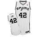 Mens Adidas San Antonio Spurs #42 David Lee Authentic White Home NBA Jersey