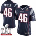 Youth Nike New England Patriots #46 James Develin Elite Navy Blue Team Color Super Bowl LI 51 NFL Jersey