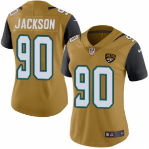 Women\'s Nike Jacksonville Jaguars #90 Malik Jackson Limited Gold Rush NFL Jersey