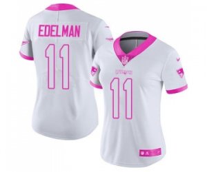 Women\'s Nike New England Patriots #11 Julian Edelman Limited Rush Fashion Pink NFL Jersey