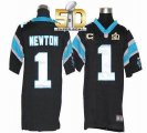 Youth Nike Panthers #1 Cam Newton Black Team Color With C Patch Super Bowl 50 Stitched Jersey