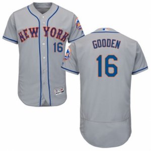 Men\'s Majestic New York Mets #16 Dwight Gooden Grey Flexbase Authentic Collection MLB Jersey